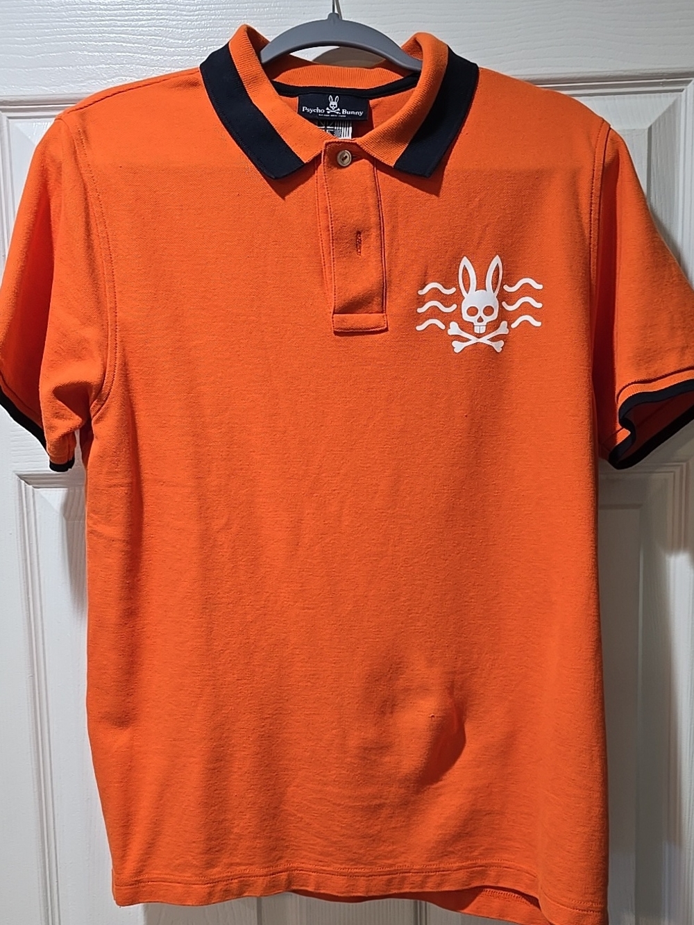 Psycho Bunny Orange Polo with Black Trim and White Logo